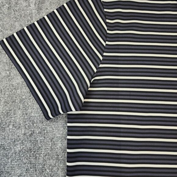 Nike Shirt Mens XL Black Gray Striped Polo Dri-Fit Standard Short Sleeve Logo - Picture 7 of 14